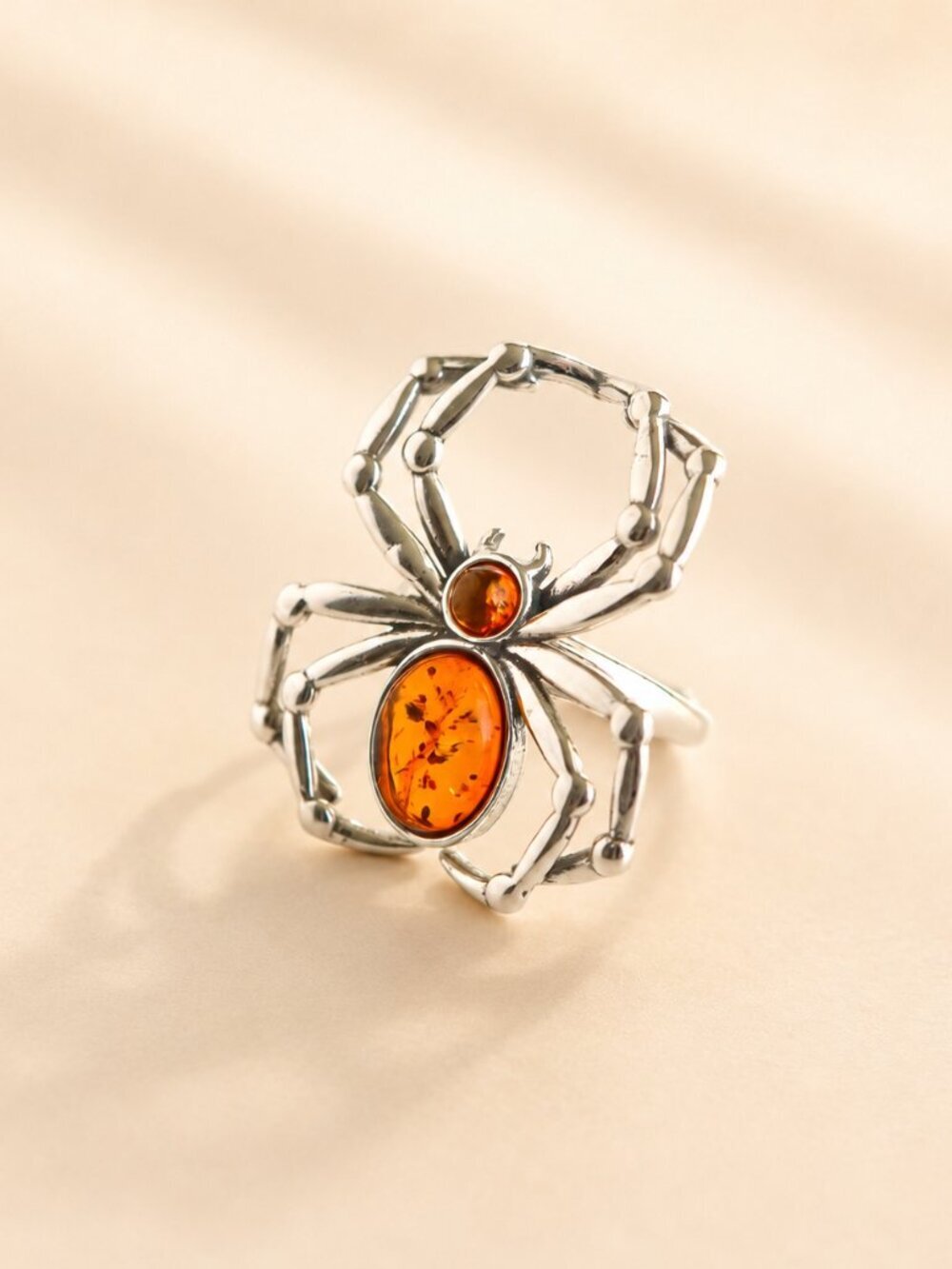Baltic Amber Spider Ring in Sterling Silver - Picture 4 of 5
